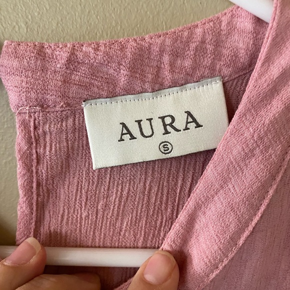 Aura Pink / Blush Short Sleeve Layered Ruffle Sleeve Chico Dress. Size S - Picture 4 of 5